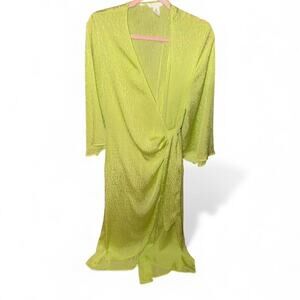 Green hm satin wrap dress